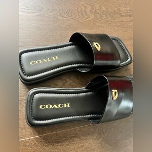 Coach Black Slide Sandals